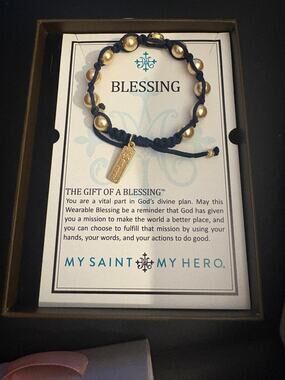 My Saint My Hero “Blessing” Adjustable Bracelet – Gold Tone Beads